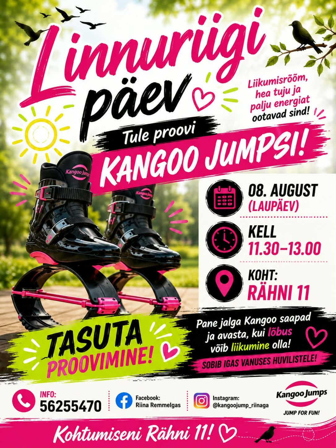 Kangoo Jumpsi tasuta proovitund 8. augustil kell 11.30, Rähni 11